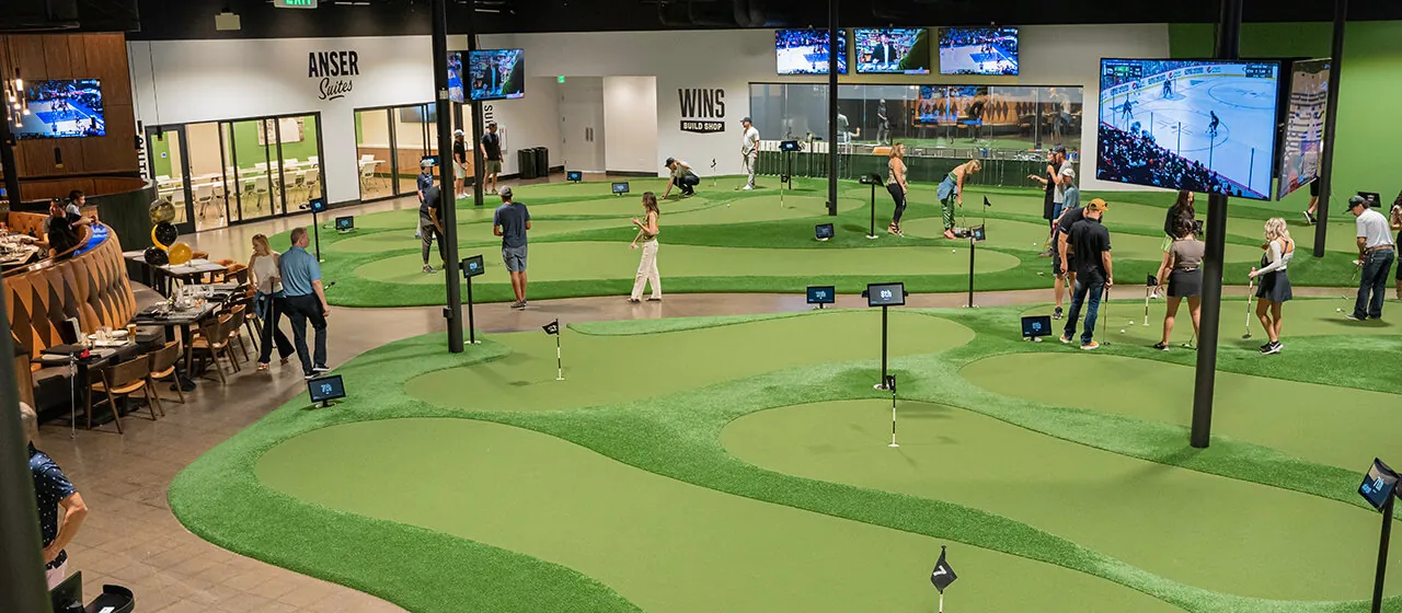 Indoor putting greens at Putting World in Scottsdale